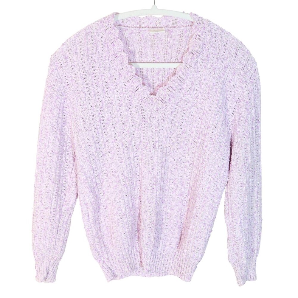 Vintage Landender Pointelle Knit Textured Pullover Sweater Size S Pastel Kawaii